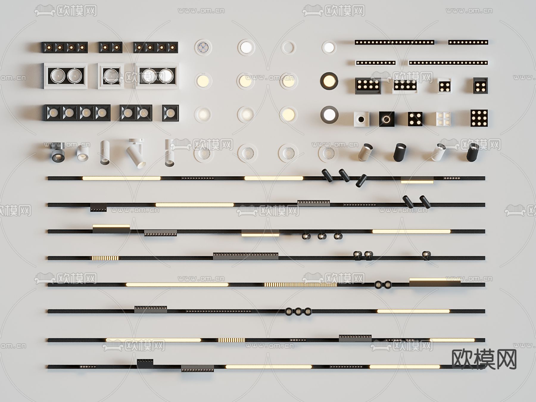 筒灯 射灯 轨道灯3d模型下载