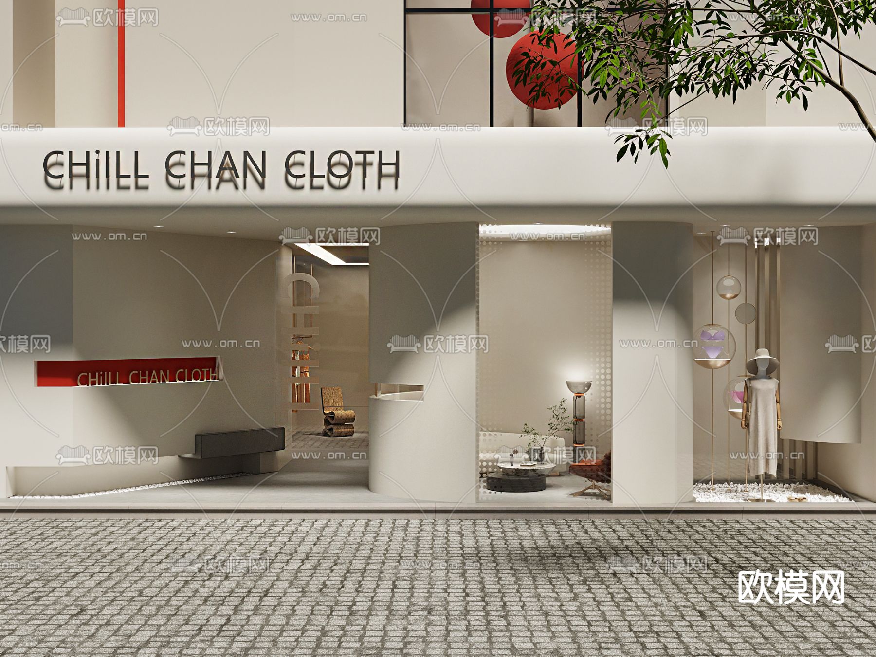 商铺门头 网红店铺3d模型下载