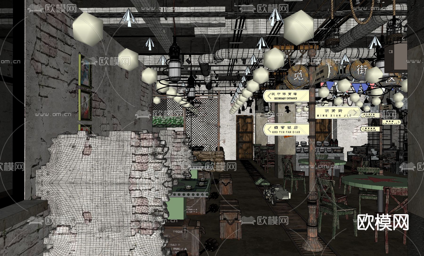 战后风火锅店su模型下载（渲染图4）