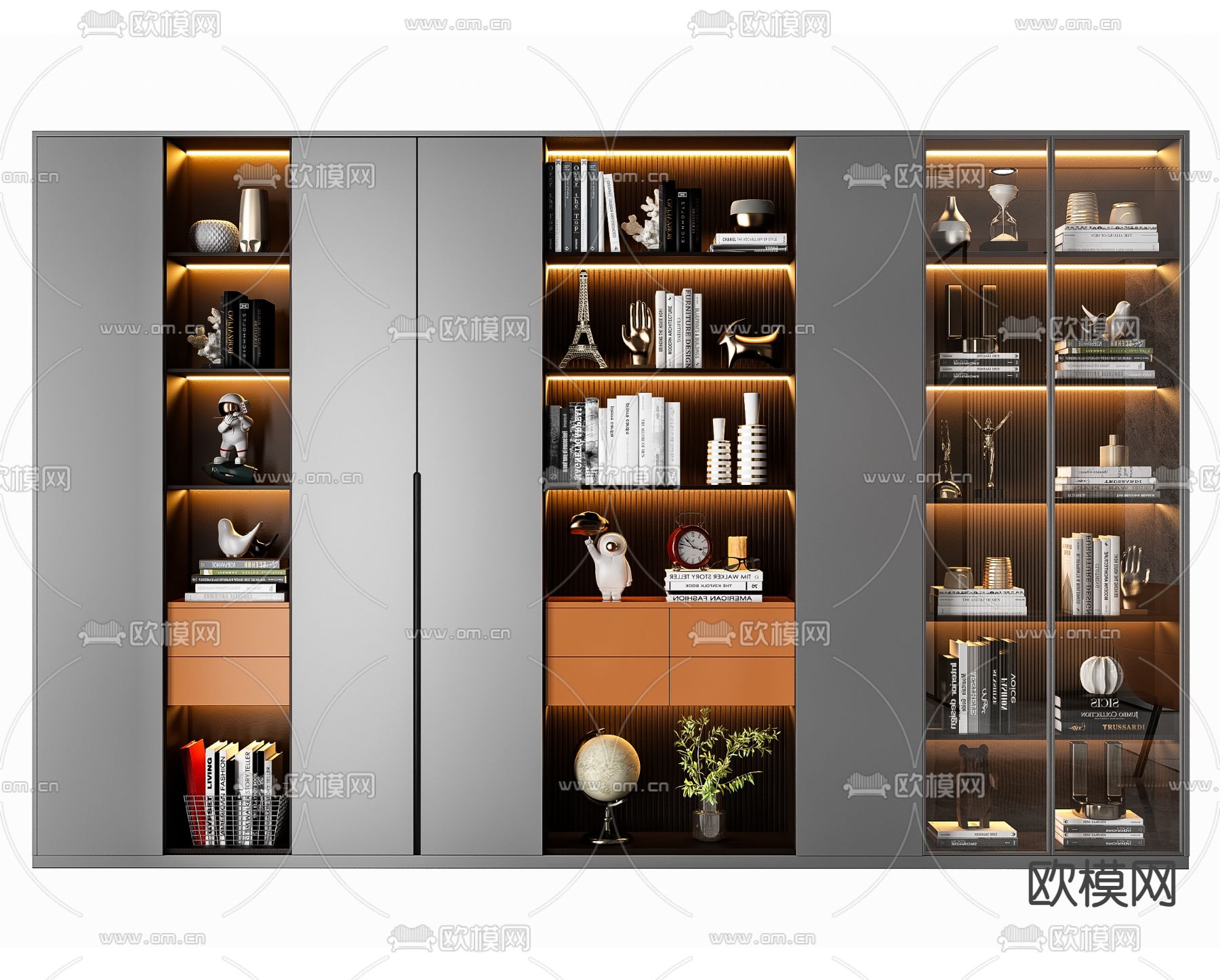 现代书柜 陈列柜 置物架3d模型下载