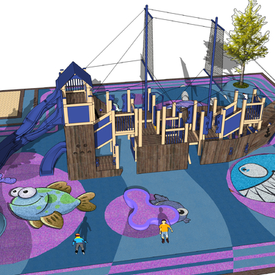  儿童游乐场su模型 