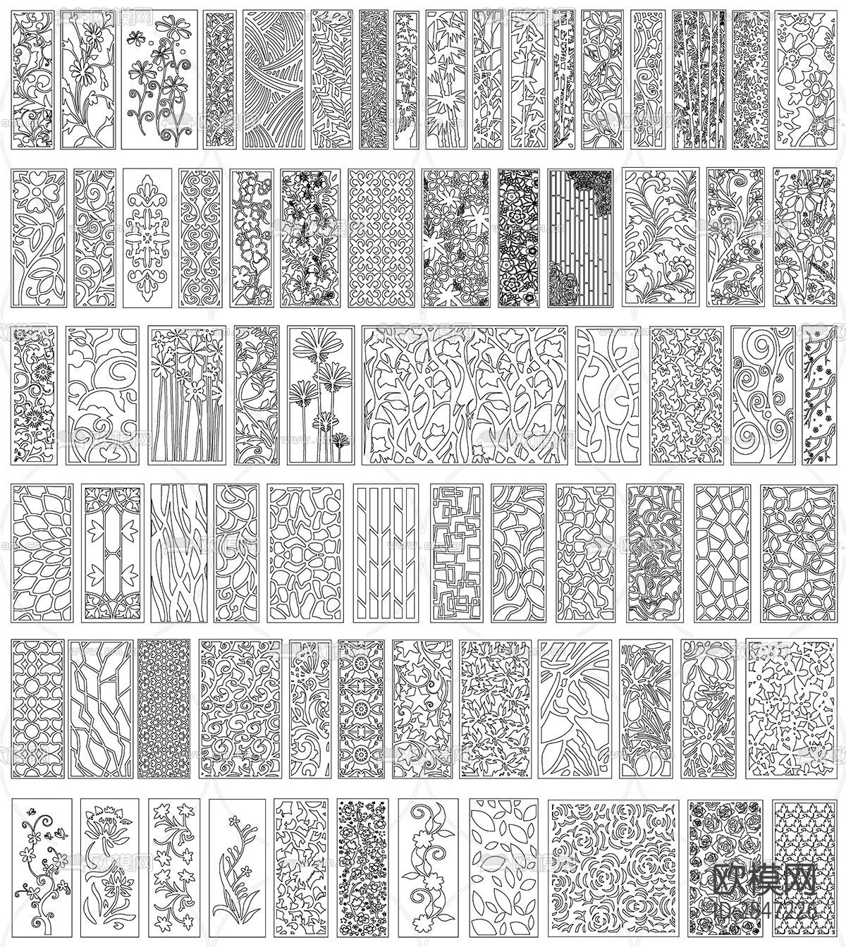 现代欧韩风格镂空雕刻雕花cad图库下载（渲染图2）