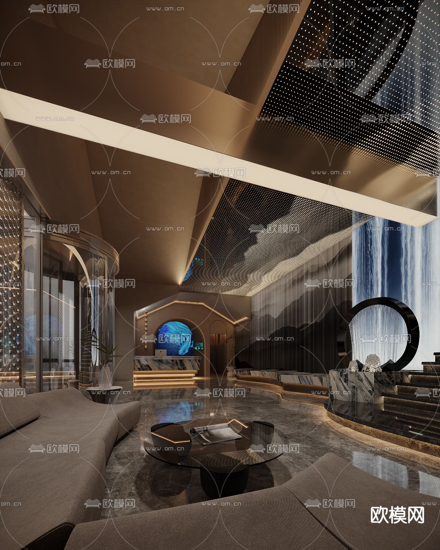 现代洗浴大厅 前台su模型下载（渲染图1）