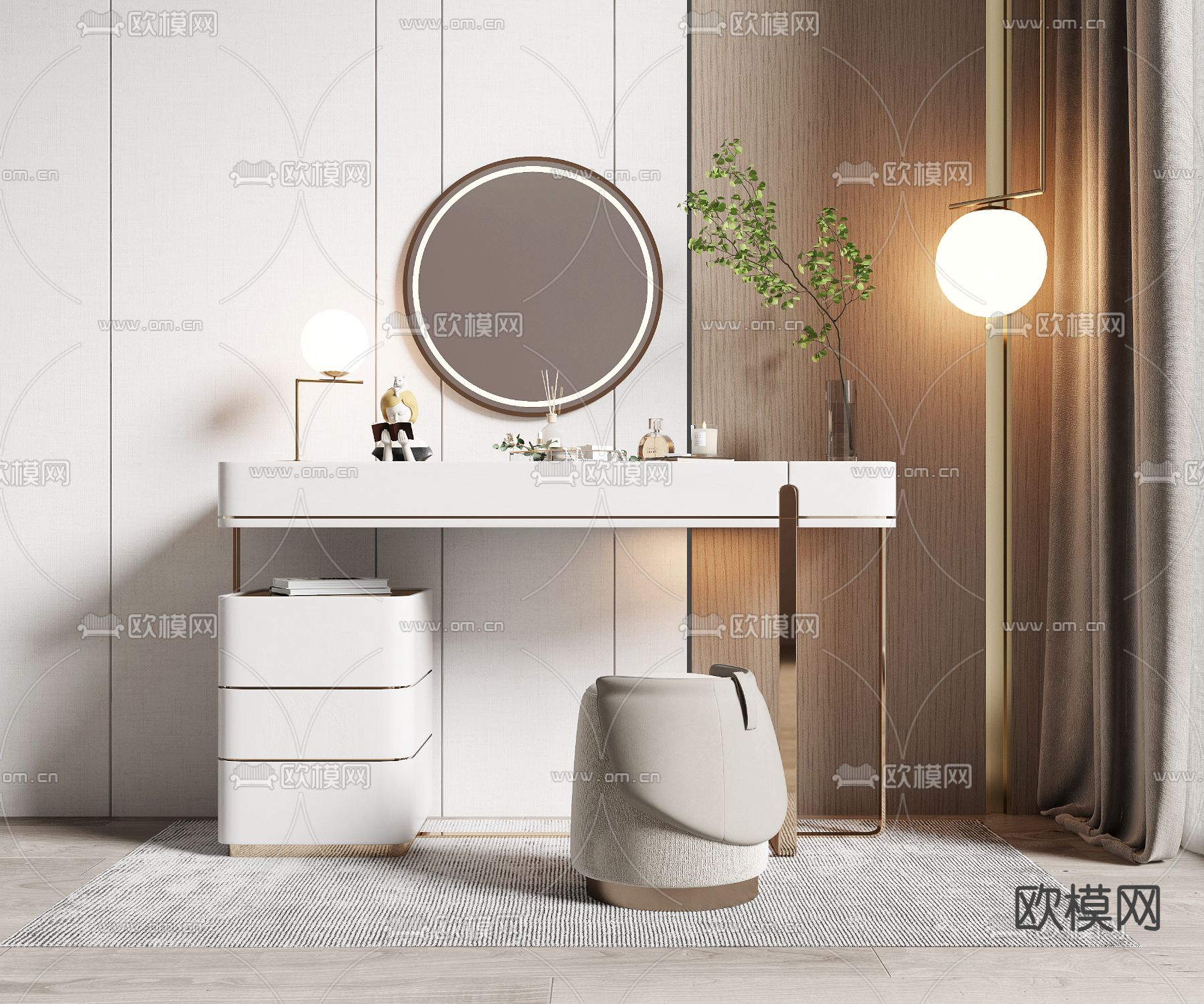 现代梳妆台3d模型下载