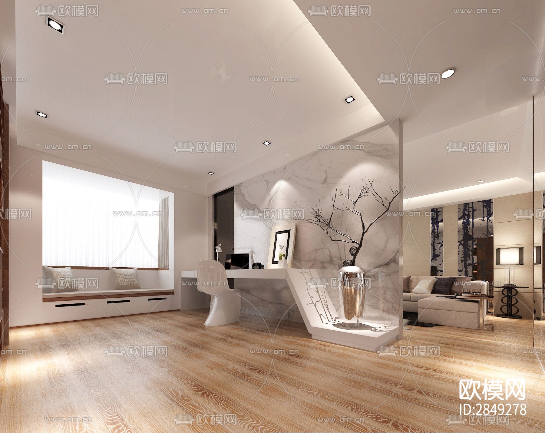 家装平层cad施工图下载（渲染图4）