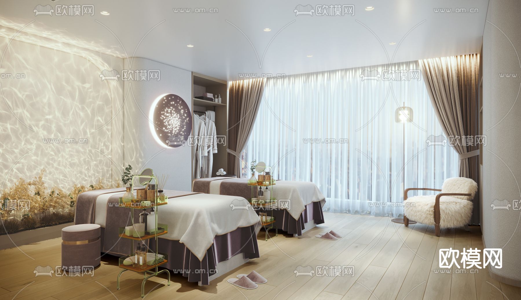 现代SPA 护理房 美容房3d模型下载（渲染图1）