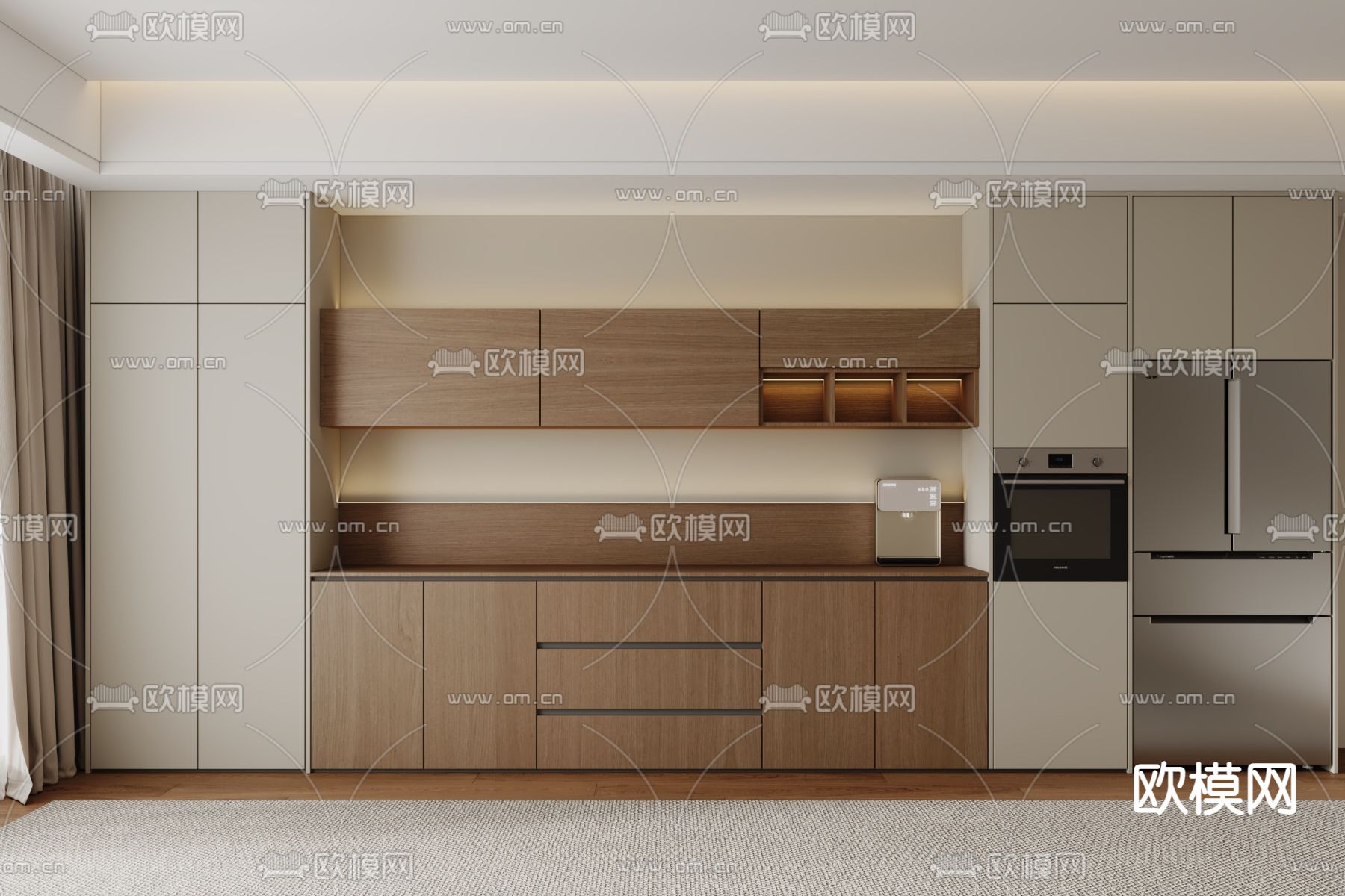 原木橱柜 餐边柜3d模型下载