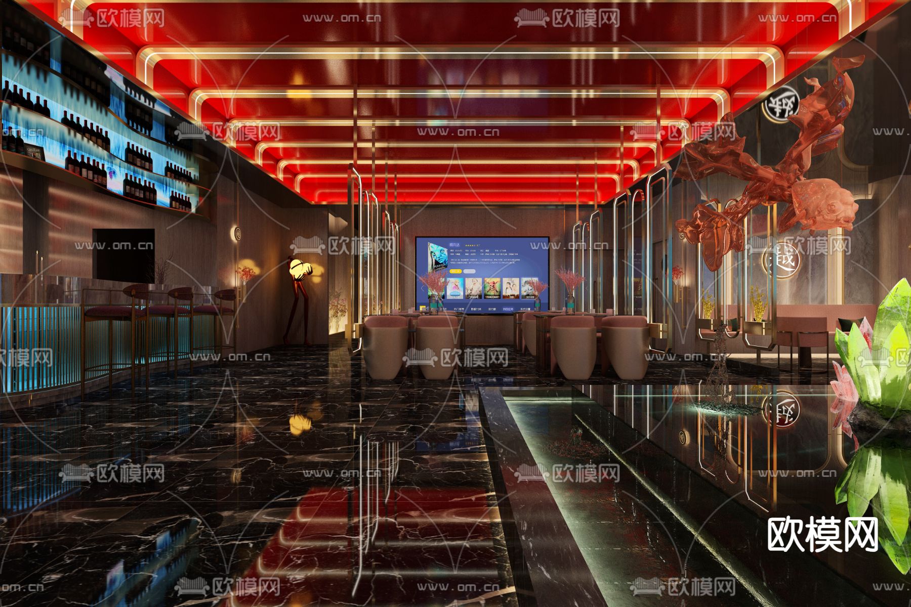 沐足阁 足浴会所 足疗 水疗3d模型下载（渲染图3）