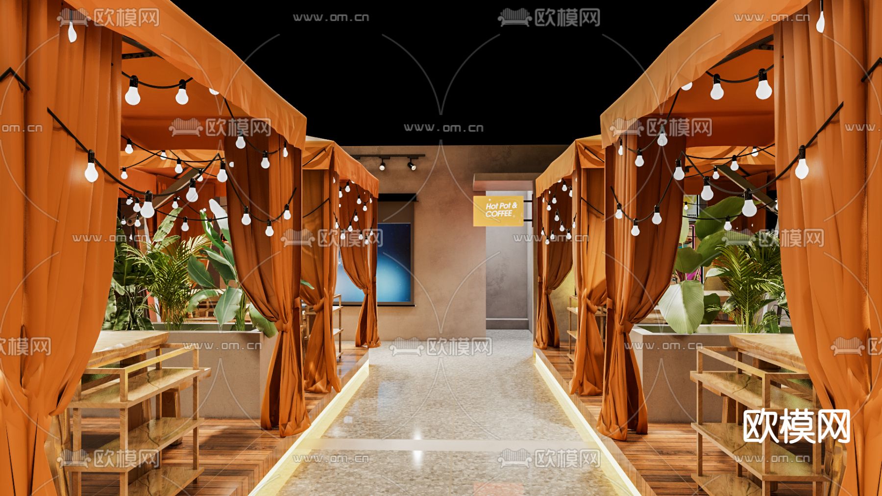 侘寂风火锅店su模型下载（渲染图2）