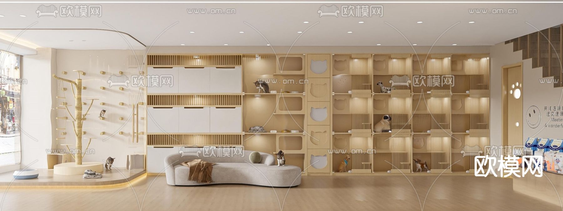现代宠物店su模型下载（渲染图1）