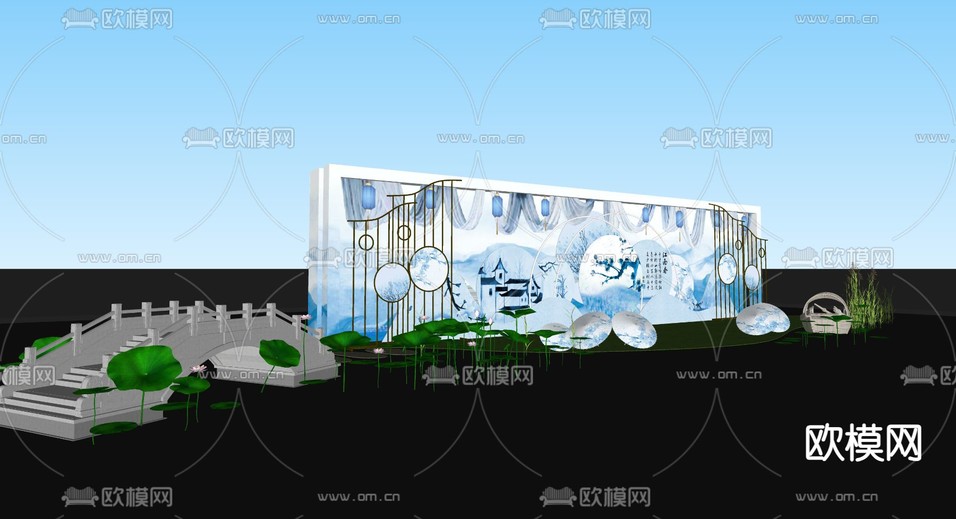 中式美陈su模型下载(渲染图2)