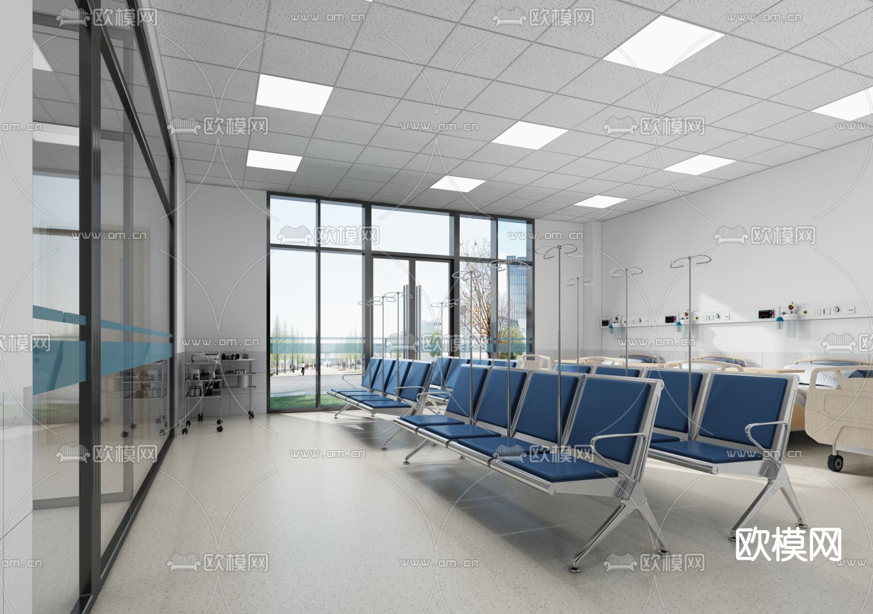 现代医院 输液室su模型下载（渲染图1）