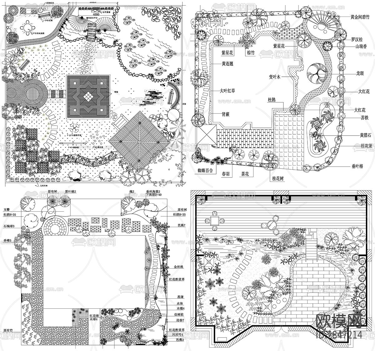 别墅景观设计院子别墅庭院天台花园设计cad图库下载（渲染图5）