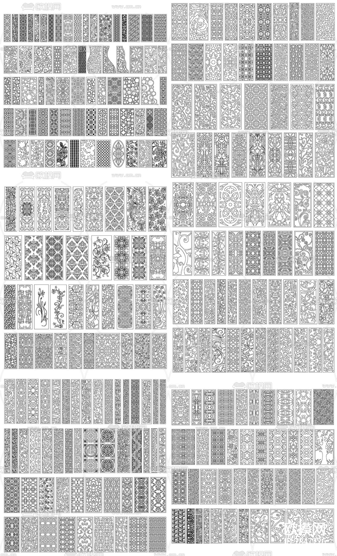 现代欧韩风格镂空雕刻雕花cad图库下载（渲染图6）