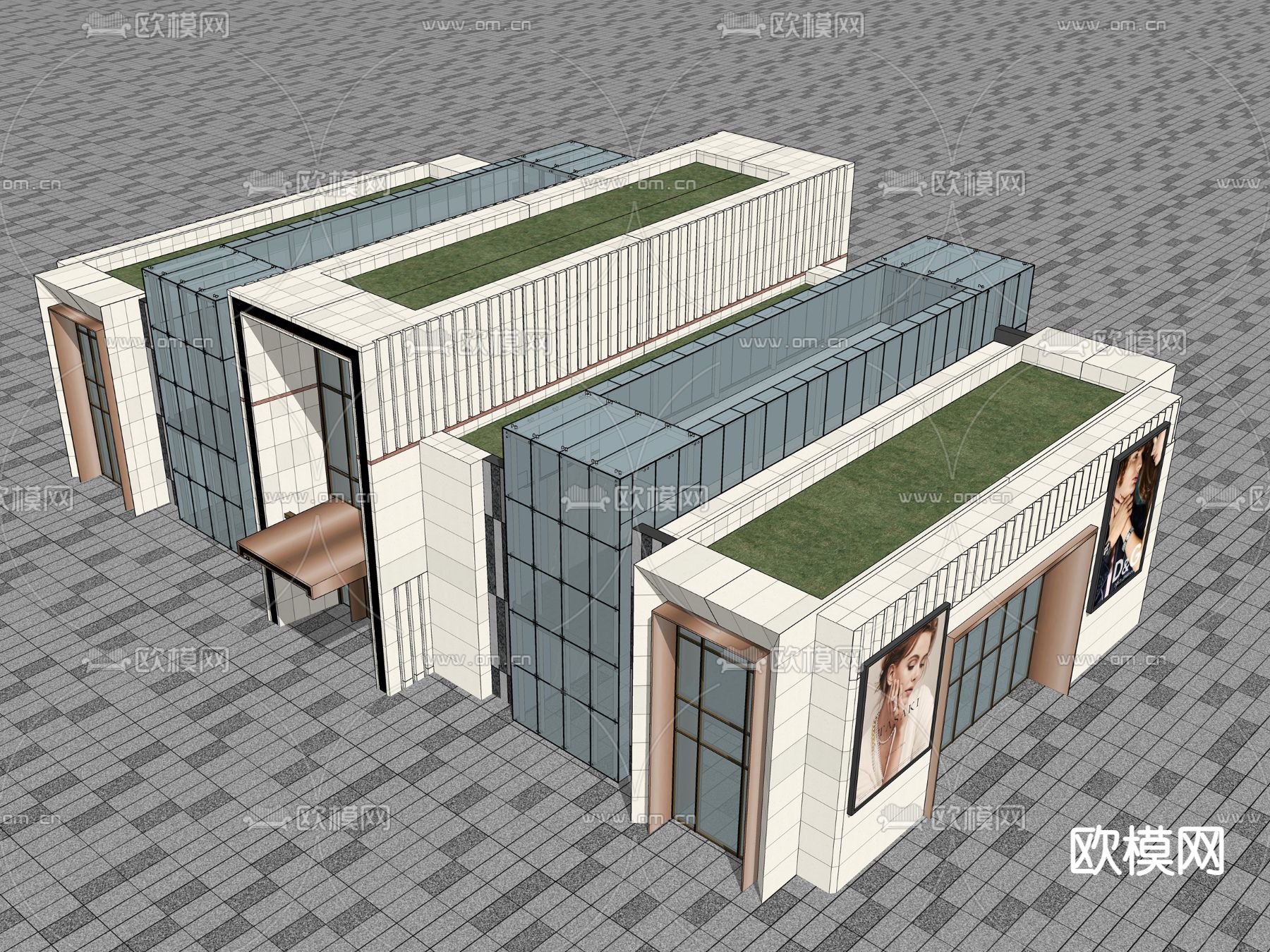 现代商业建筑su模型下载（渲染图2）
