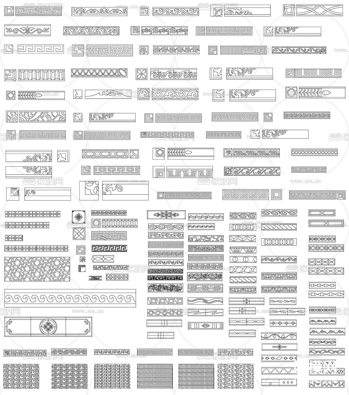 欧式中式风格地面石材拼花花纹边线cad图库下载（渲染图2）