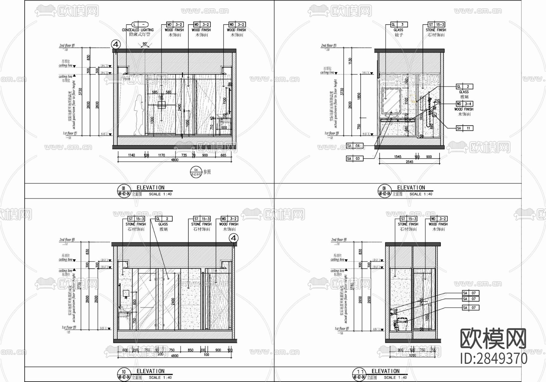 美容院cad平面布置图下载（渲染图5）