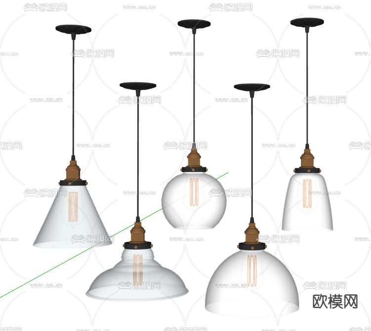 现代吊灯su模型下载（渲染图2）