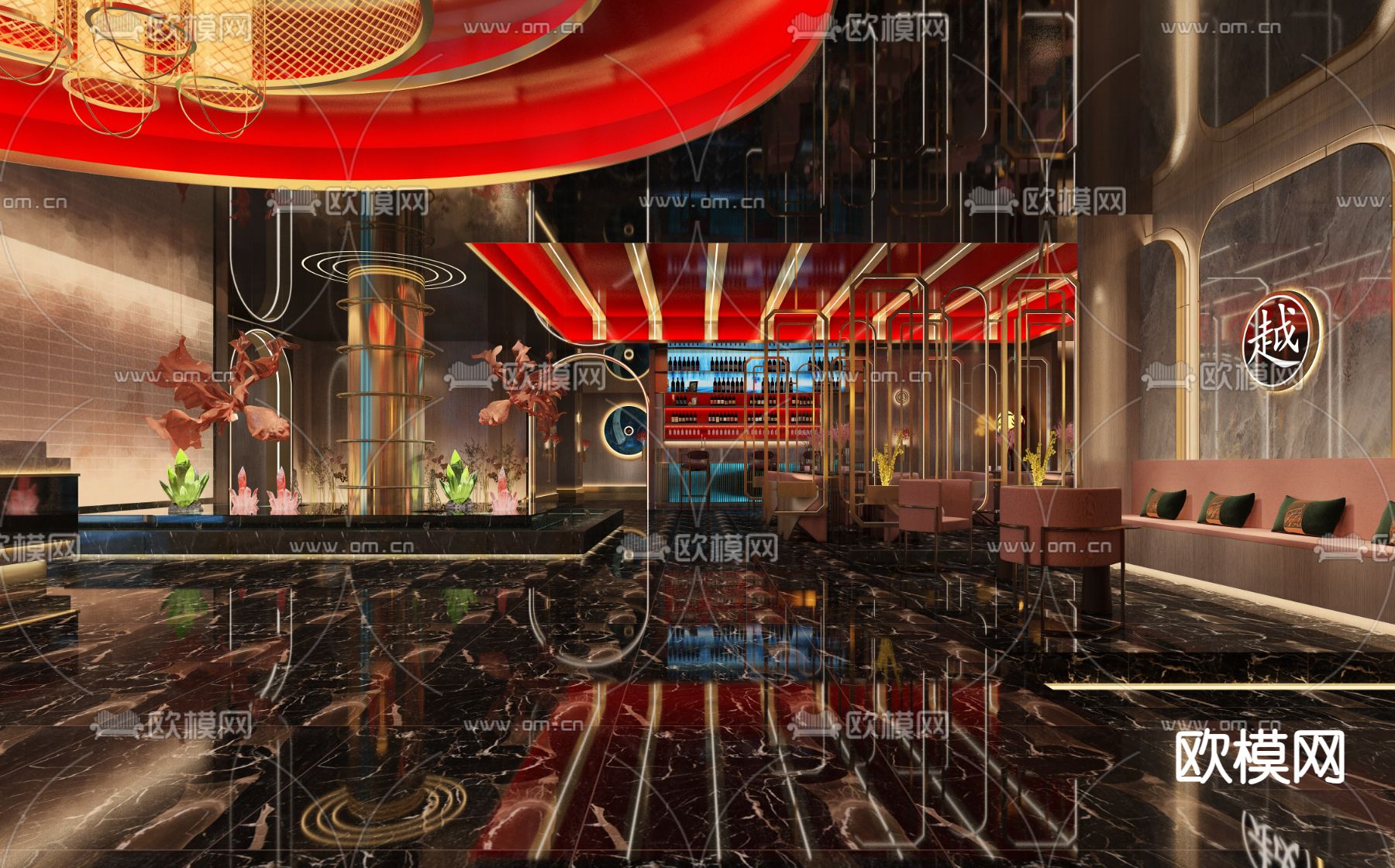 沐足阁 足浴会所 足疗 水疗3d模型下载（渲染图1）