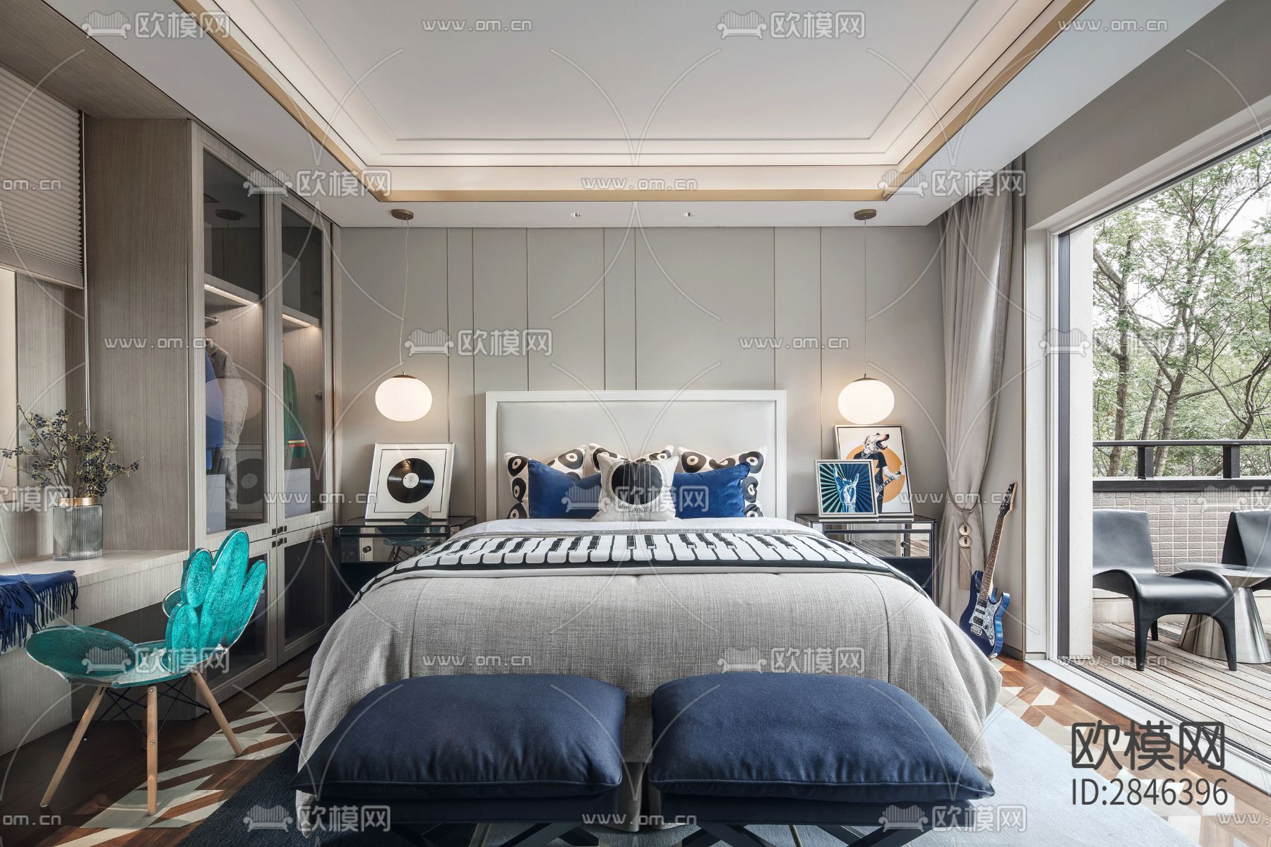 成都绿城文儒德别墅样板间cad施工图下载（渲染图6）