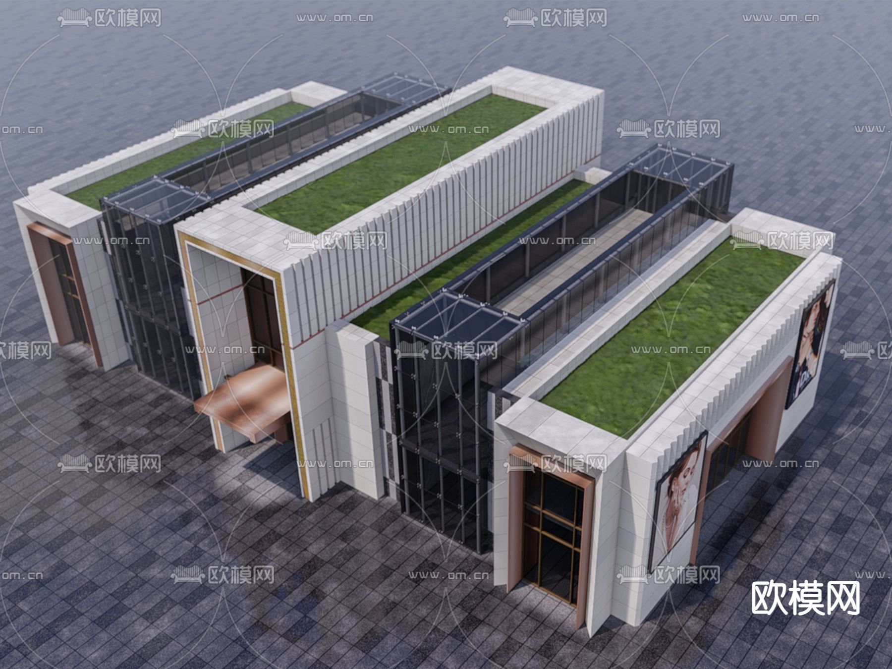 现代商业建筑su模型下载（渲染图1）