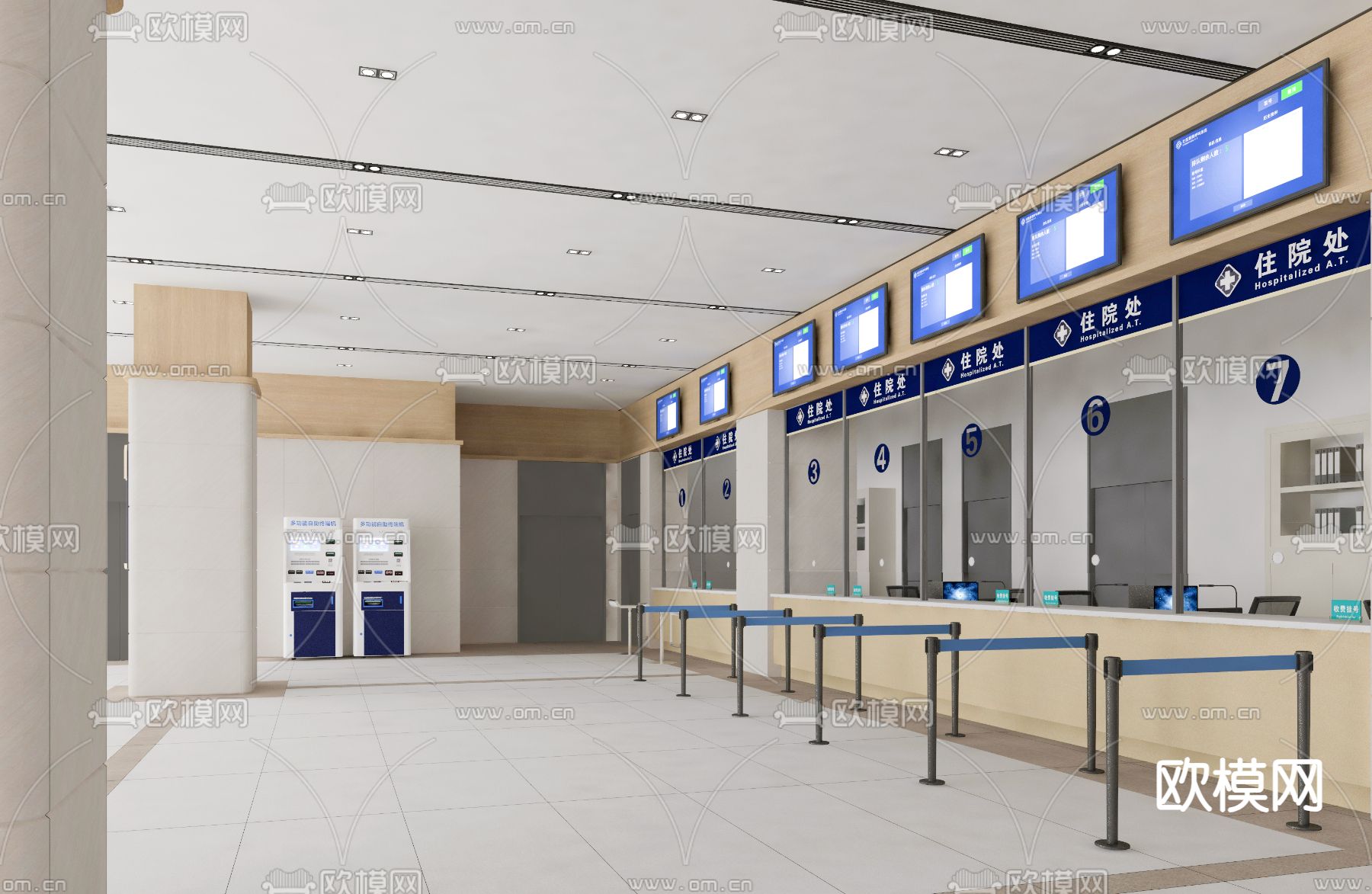 医院大厅 收费窗口su模型下载（渲染图1）