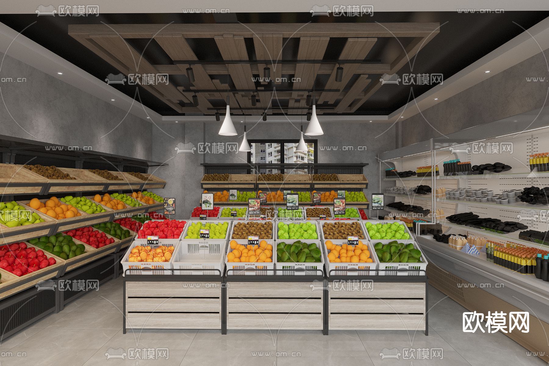 现代水果店su模型下载（渲染图3）