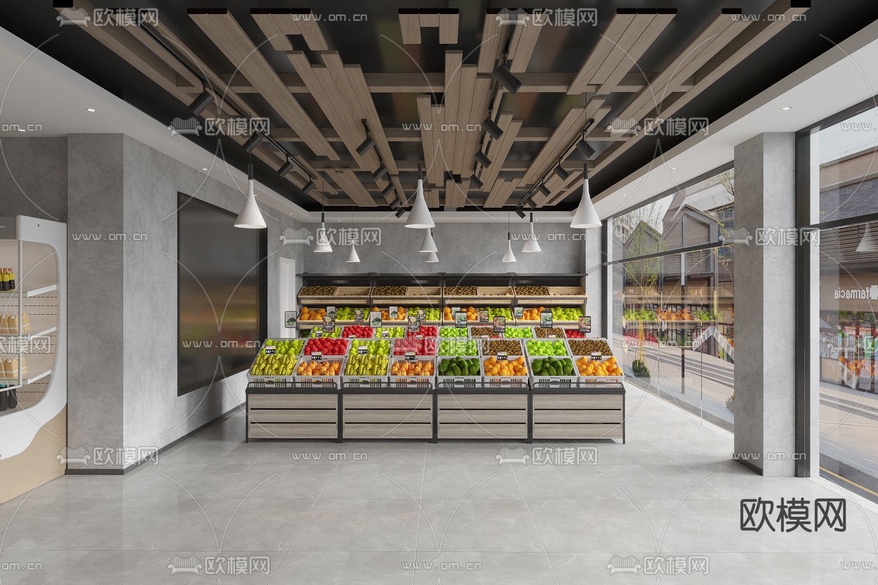 现代水果店su模型下载（渲染图1）