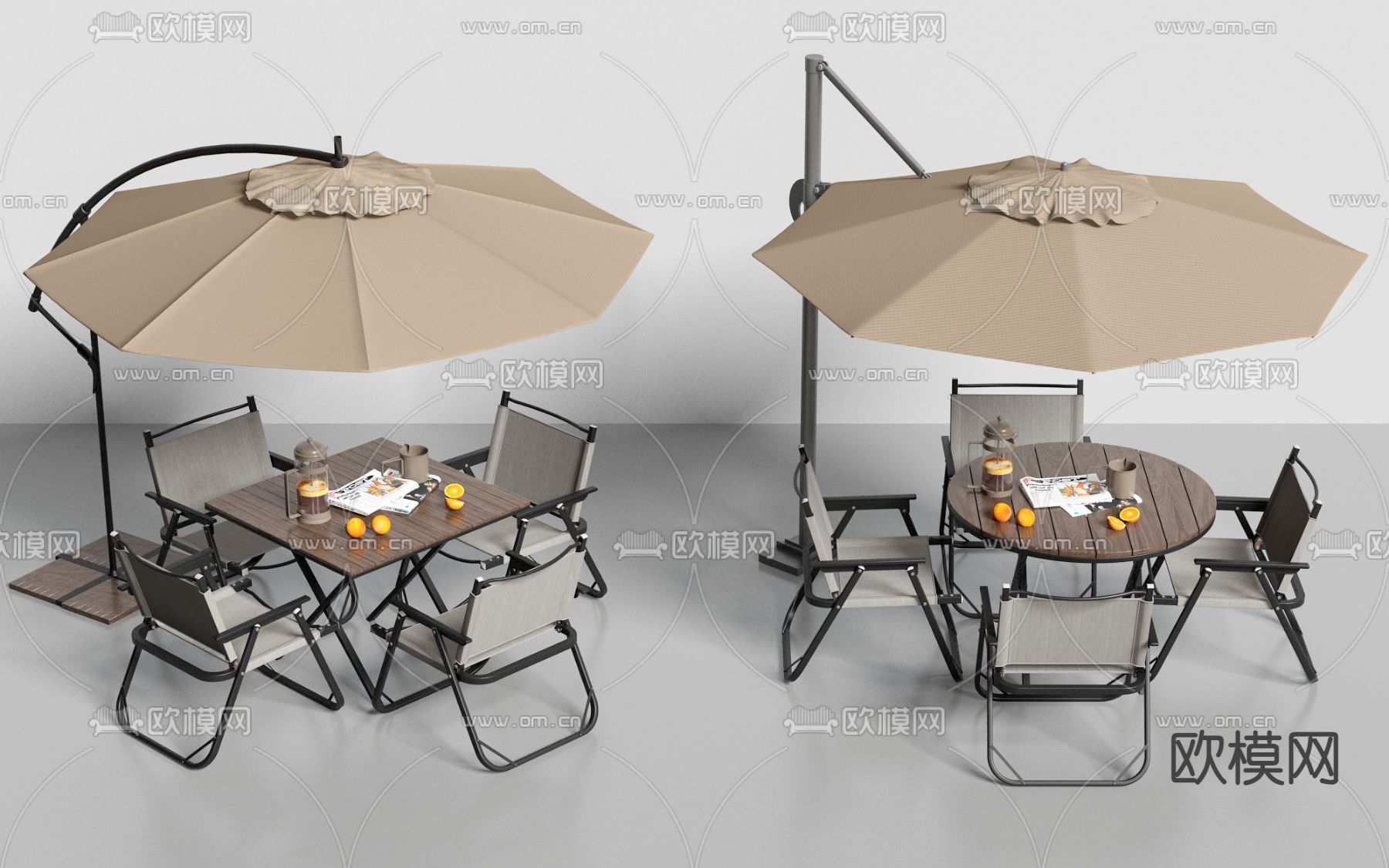 户外桌椅  露营桌椅 遮阳伞3d模型下载