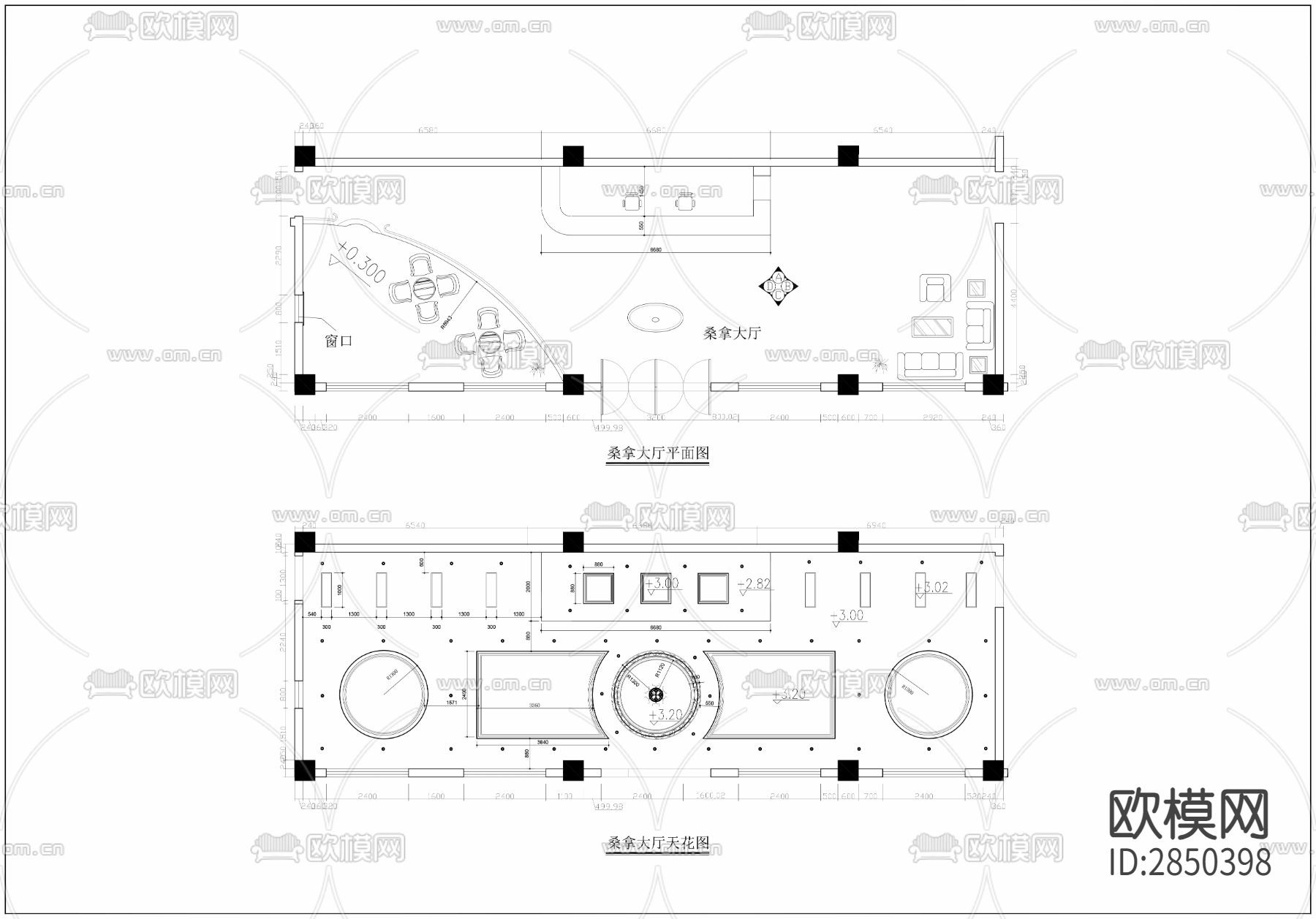 1450㎡汤泉 洗浴 水疗会所CAD施工图下载（渲染图3）