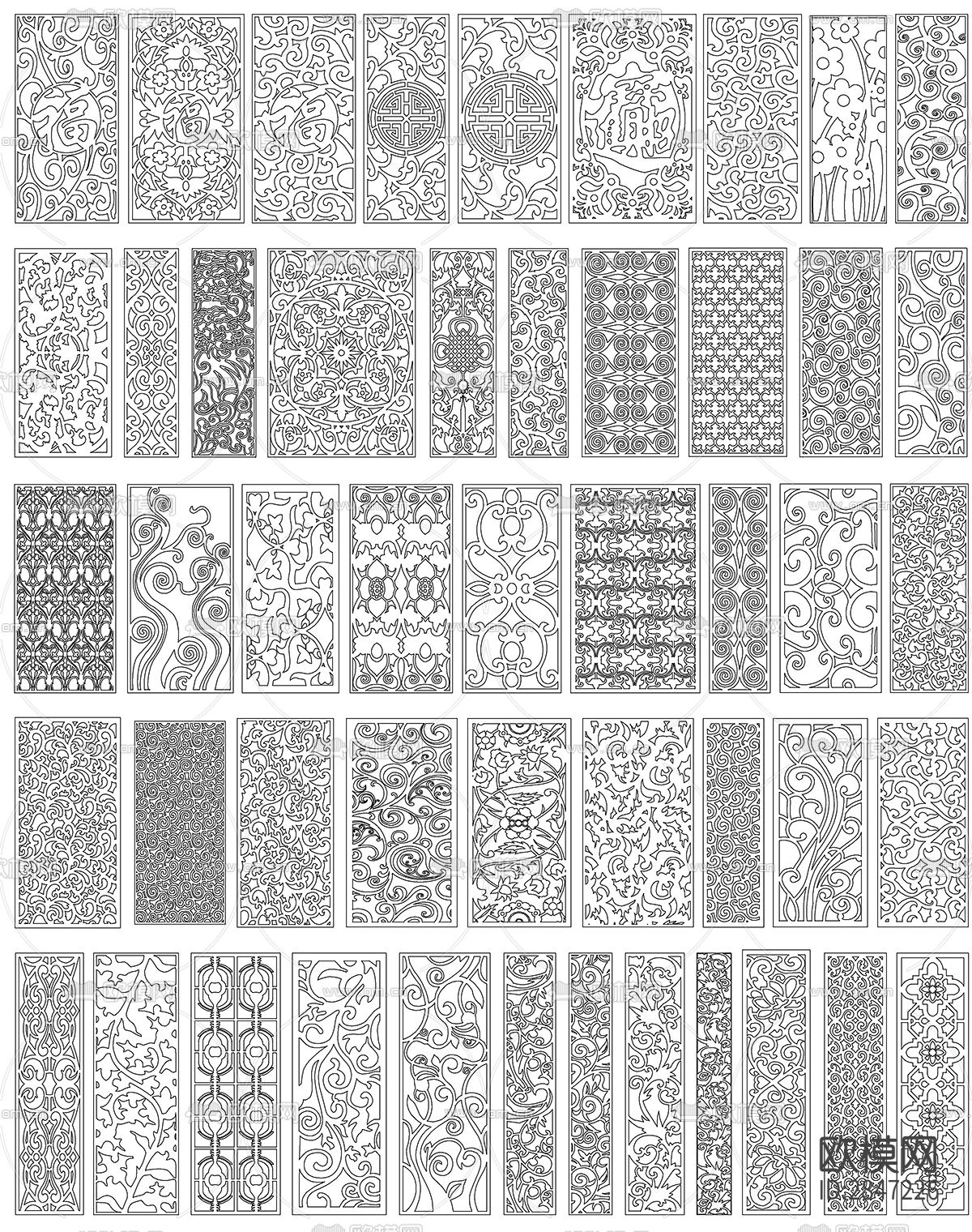 现代欧韩风格镂空雕刻雕花cad图库下载（渲染图7）