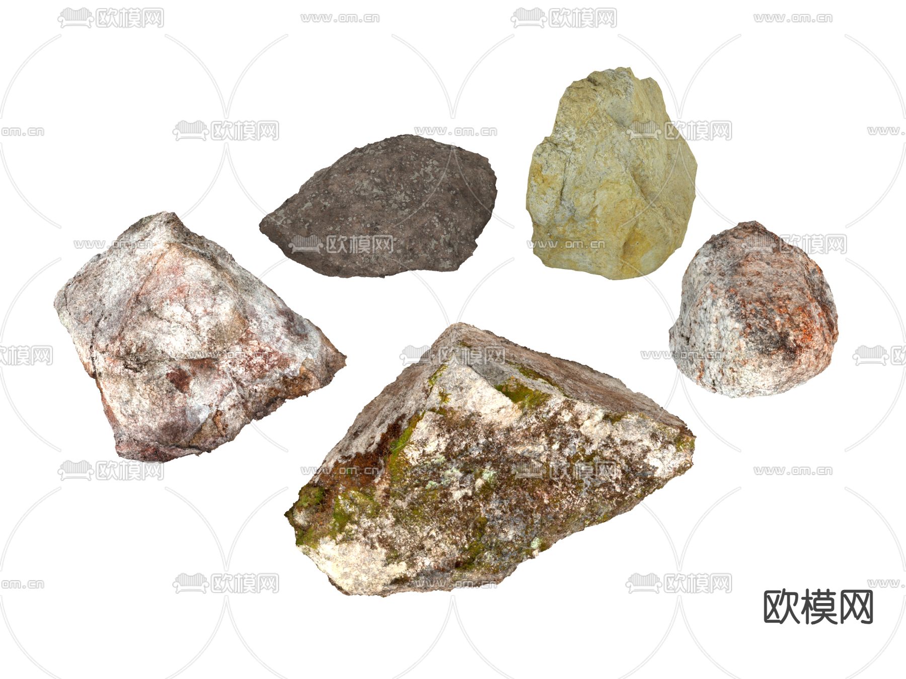 石头 青苔3d模型下载