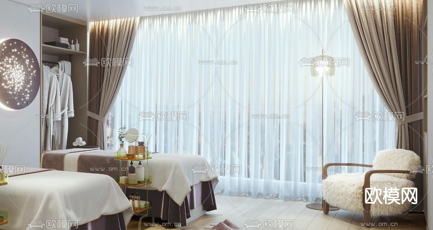 现代SPA 护理房 美容房3d模型下载（渲染图2）