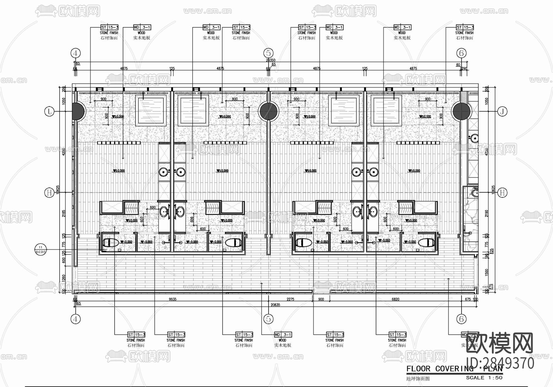 美容院cad平面布置图下载（渲染图3）