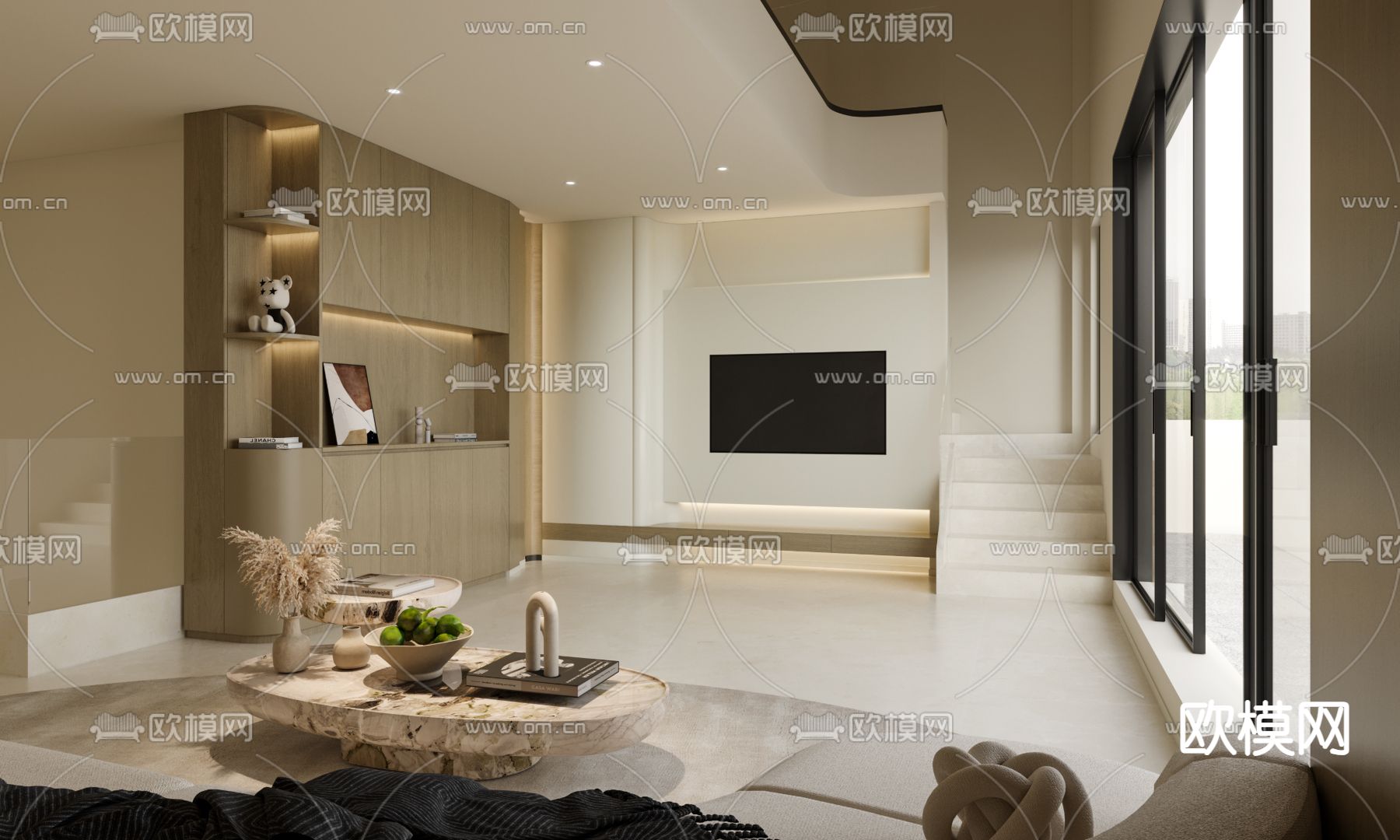 现代客厅免费3d模型下载_ID14265746_3dmax免费模型-欧模网