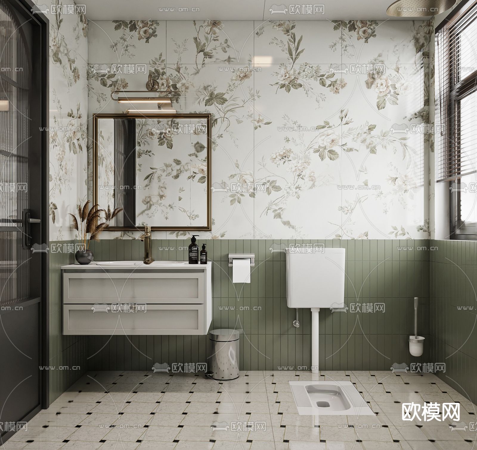 简美卫生间su模型下载（渲染图1）