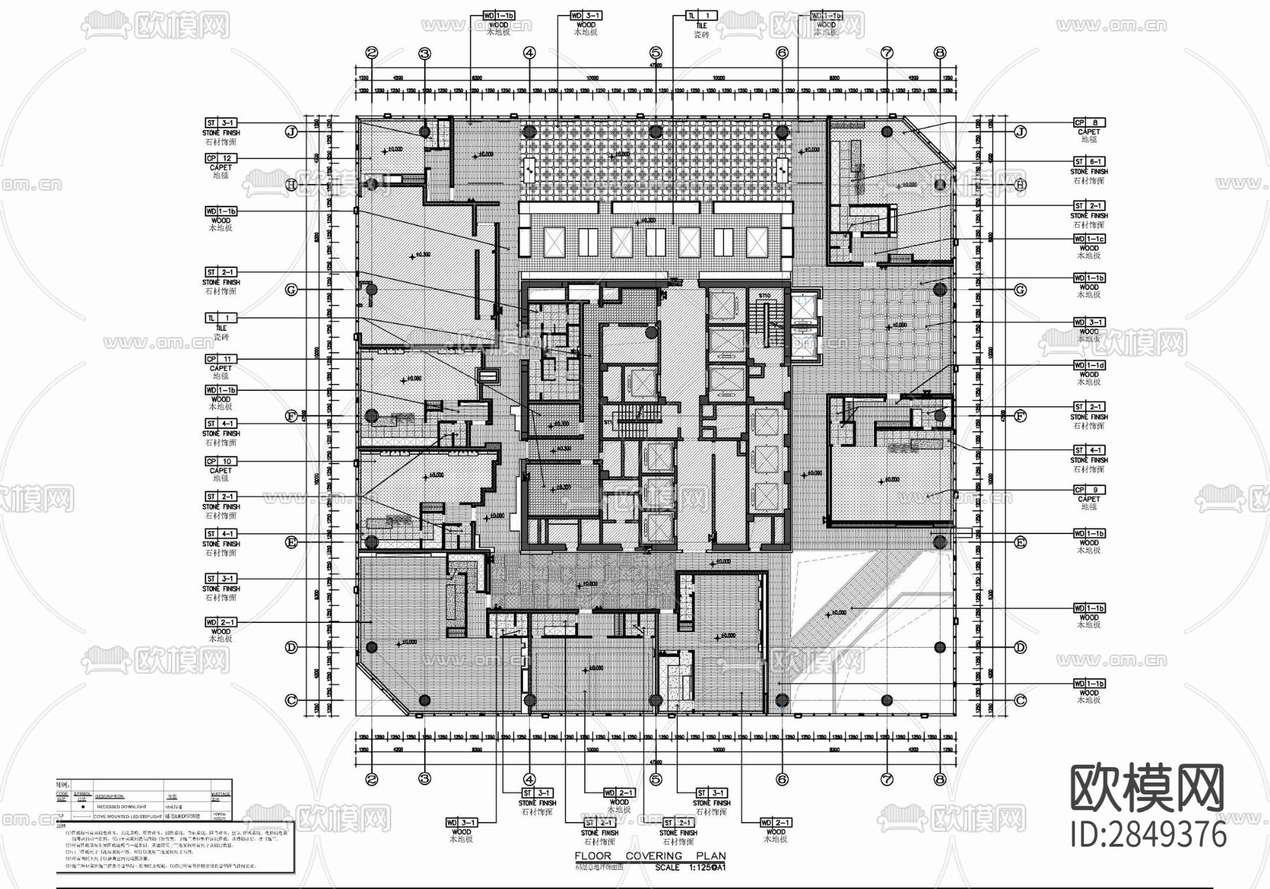 中餐厅cad平面图下载（渲染图3）