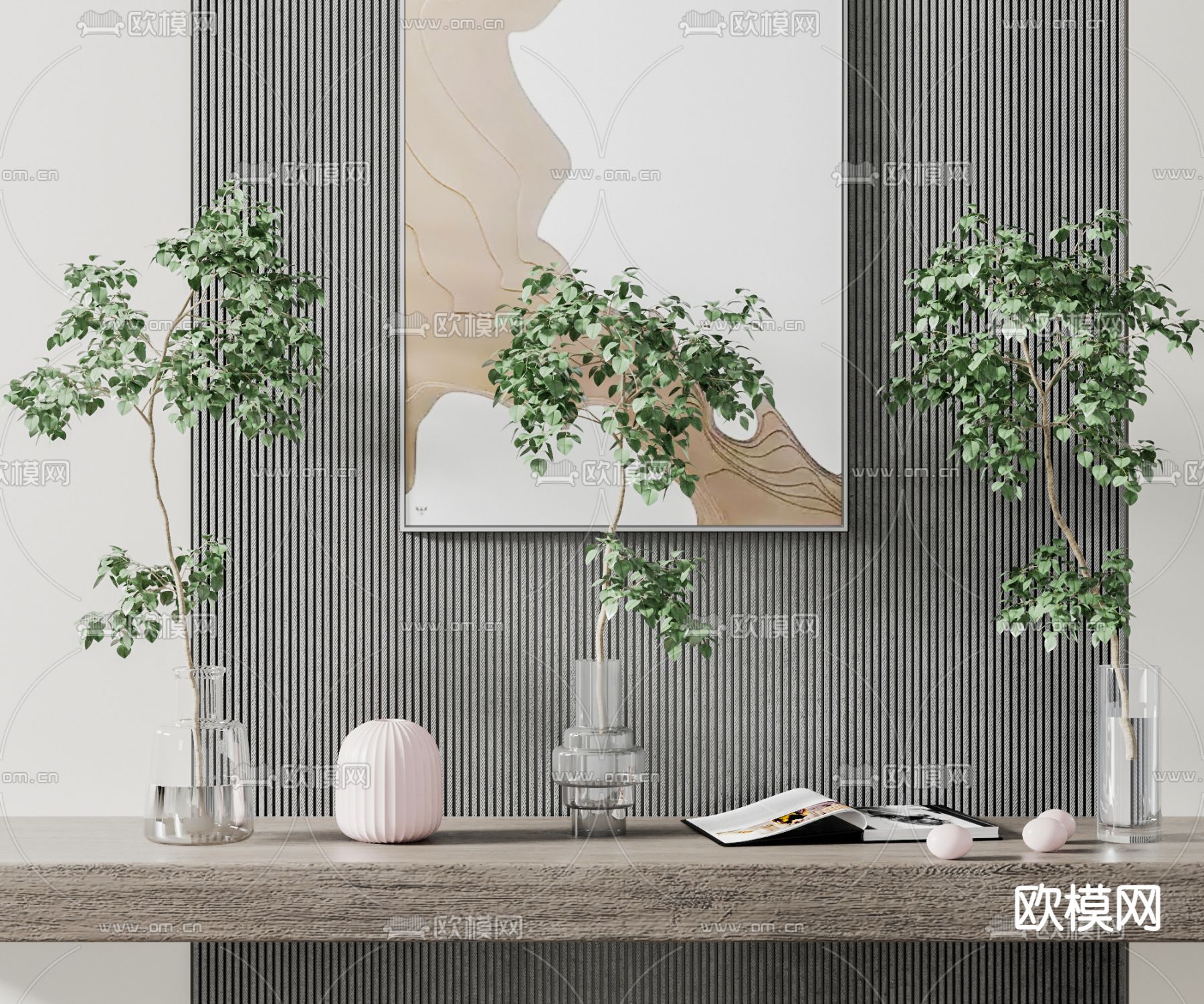 花瓶 花艺 水生植物su模型下载（渲染图1）