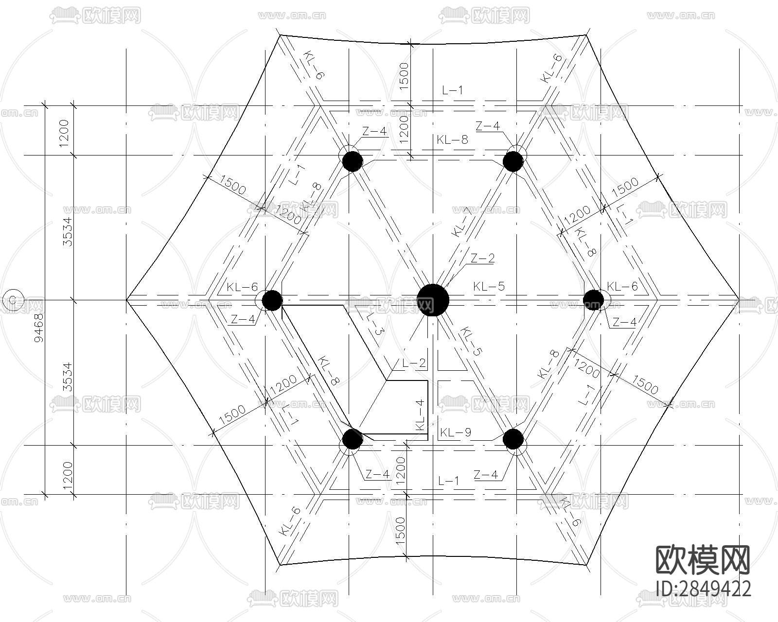 长廊及园亭施工cad大样图下载（渲染图7）