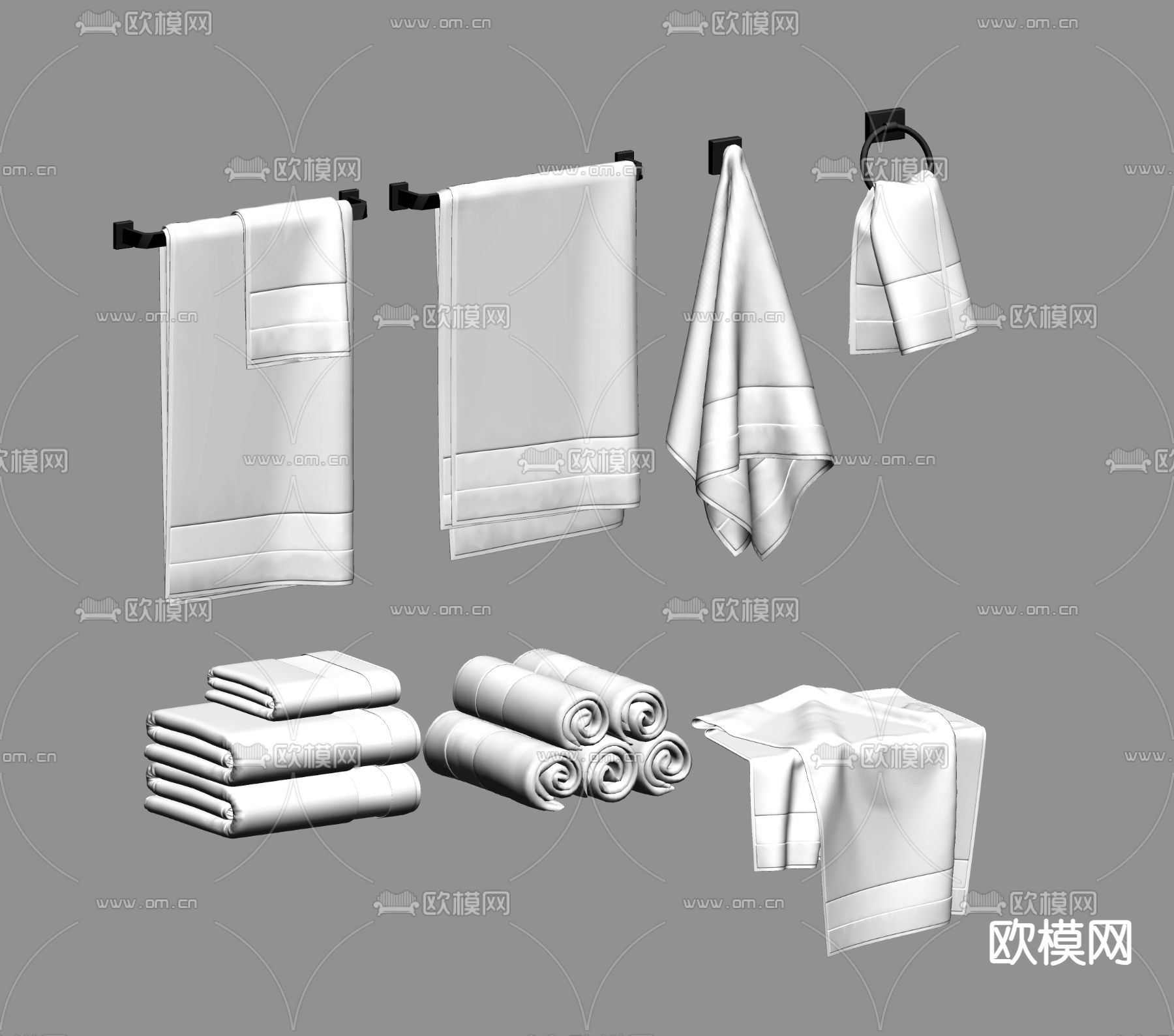 浴巾 毛巾架su模型下载（渲染图2）