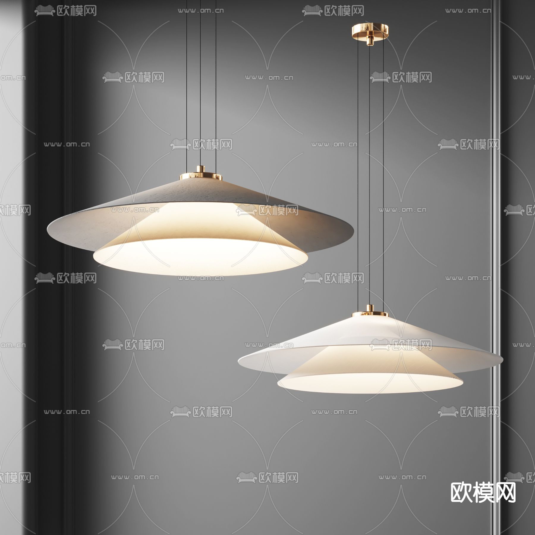 侘寂风吊灯 灯罩吊灯3d模型下载