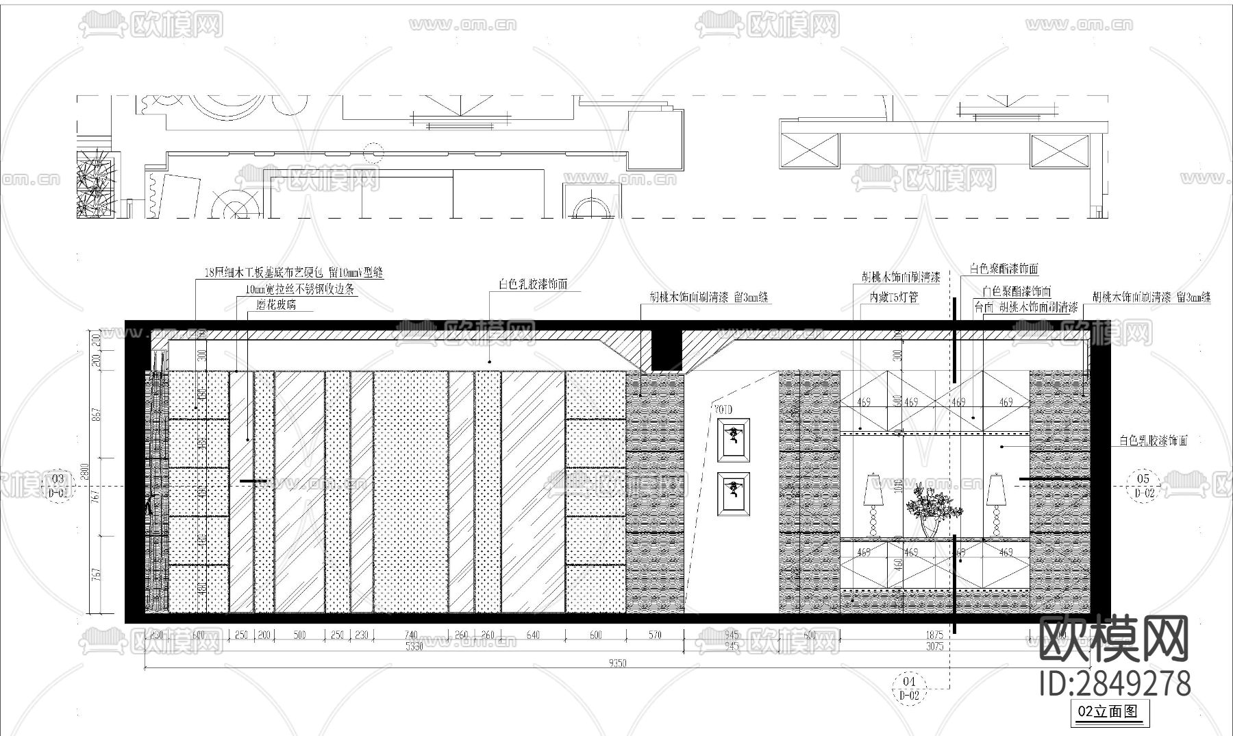 家装平层cad施工图下载（渲染图1）
