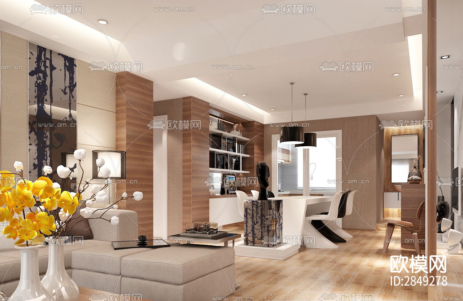 家装平层cad施工图下载（渲染图10）