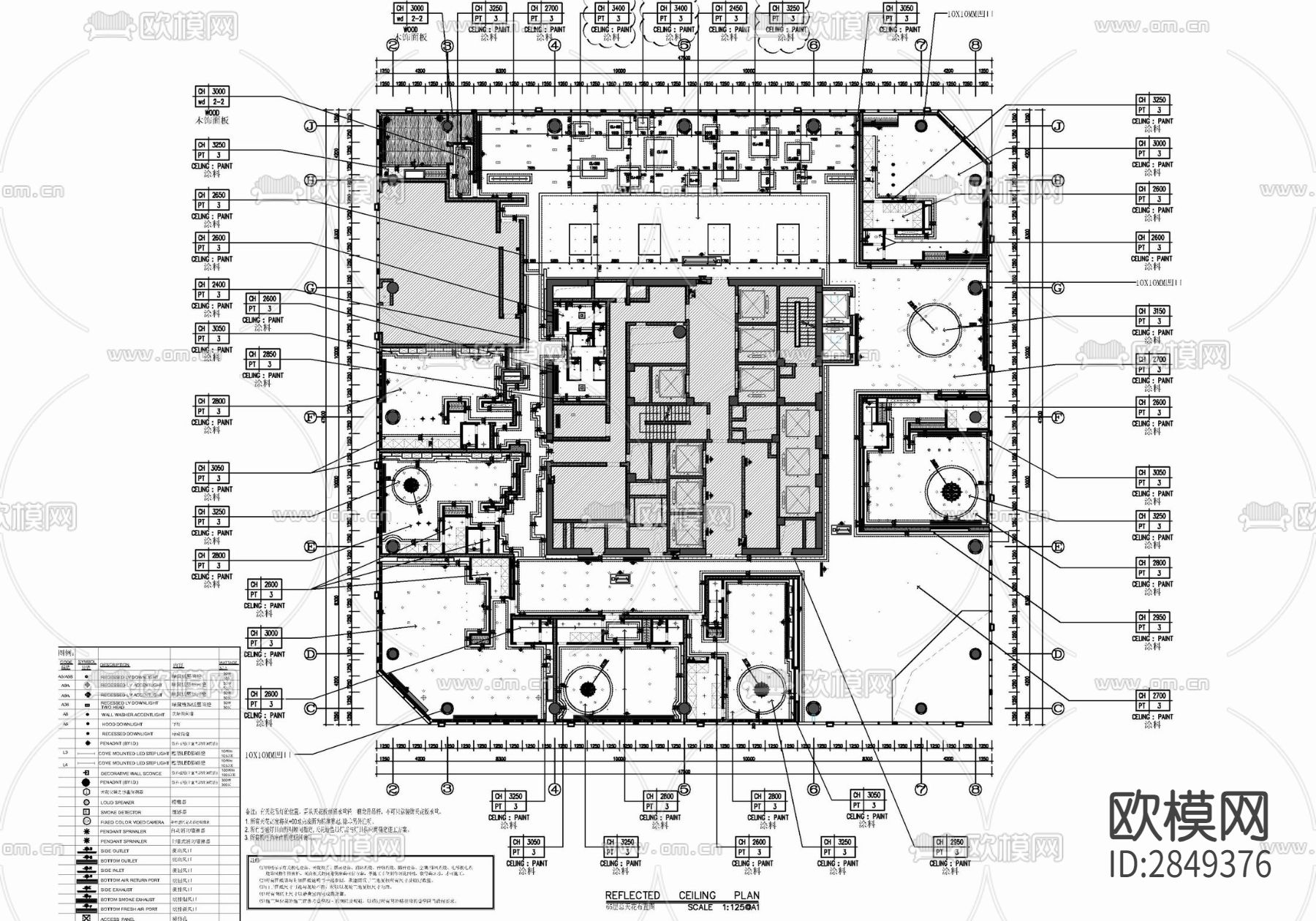 中餐厅cad平面图下载（渲染图2）