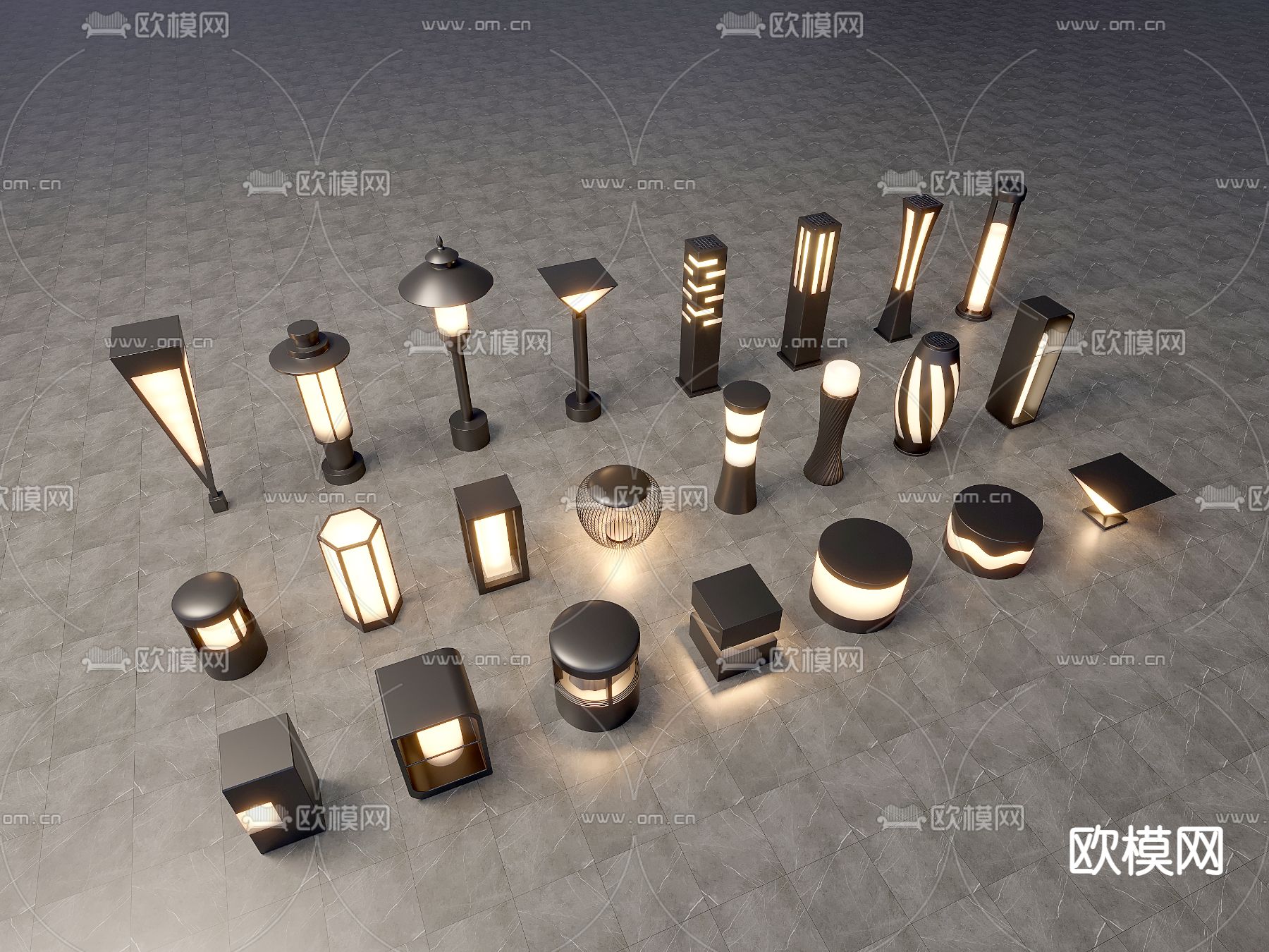 户外灯 草坪灯 地灯 庭院灯3d模型下载