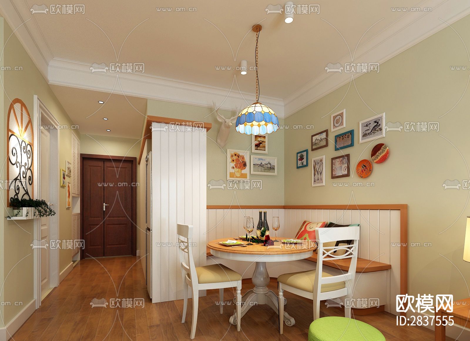 幸福时光平层cad施工图下载（渲染图5）