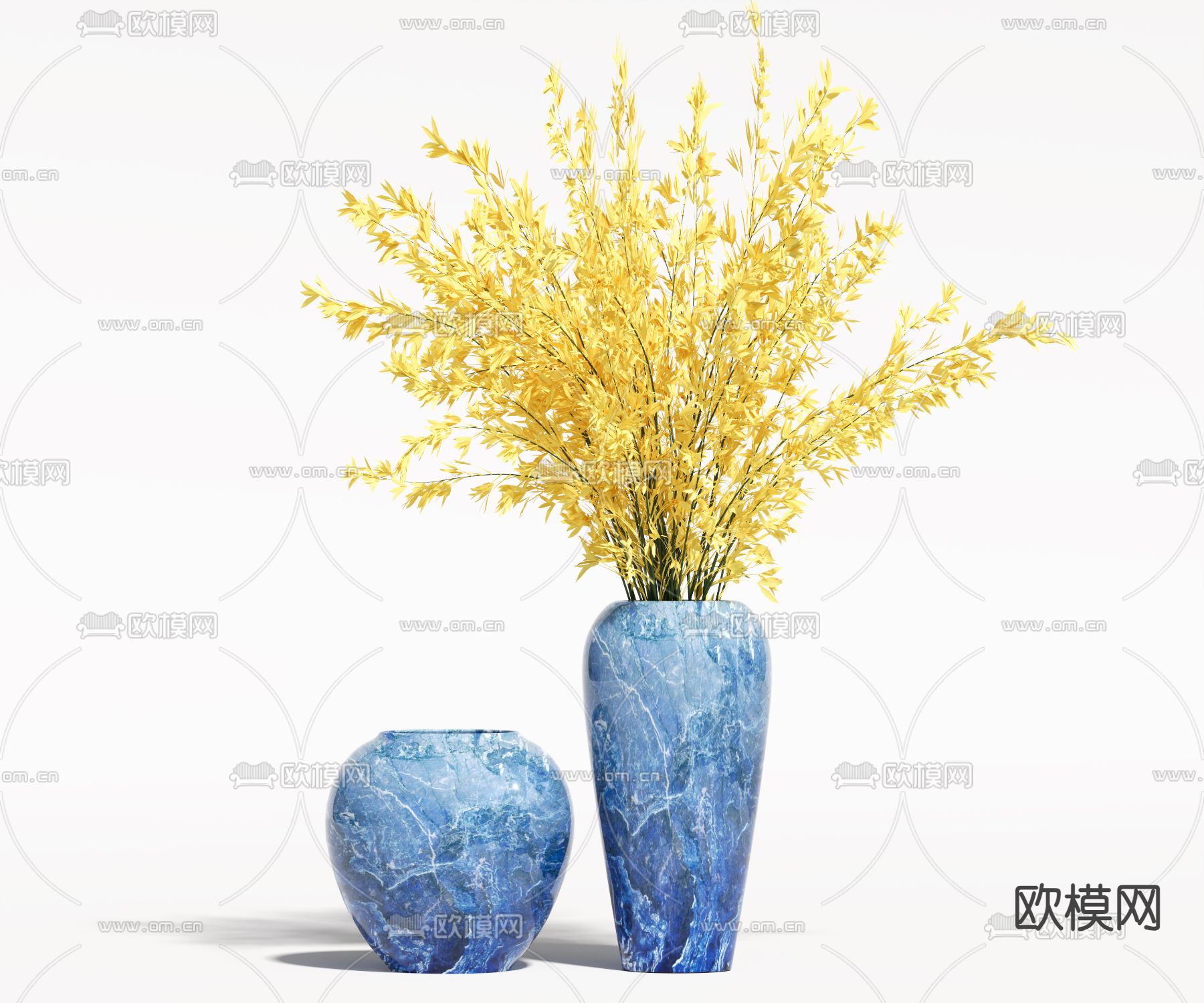 侘寂花瓶 花艺 干花3d模型下载