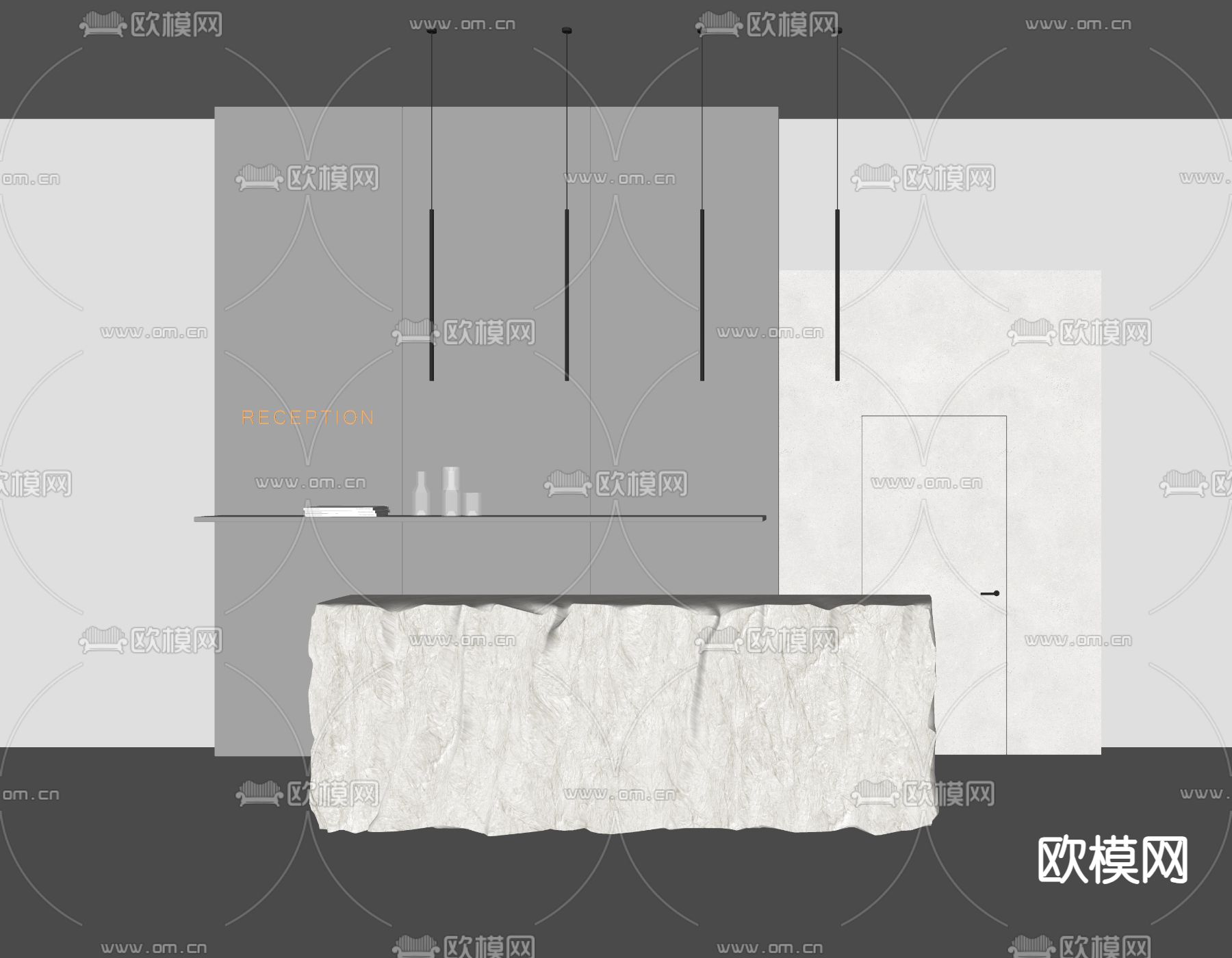 前台 接待台su模型下载（渲染图2）