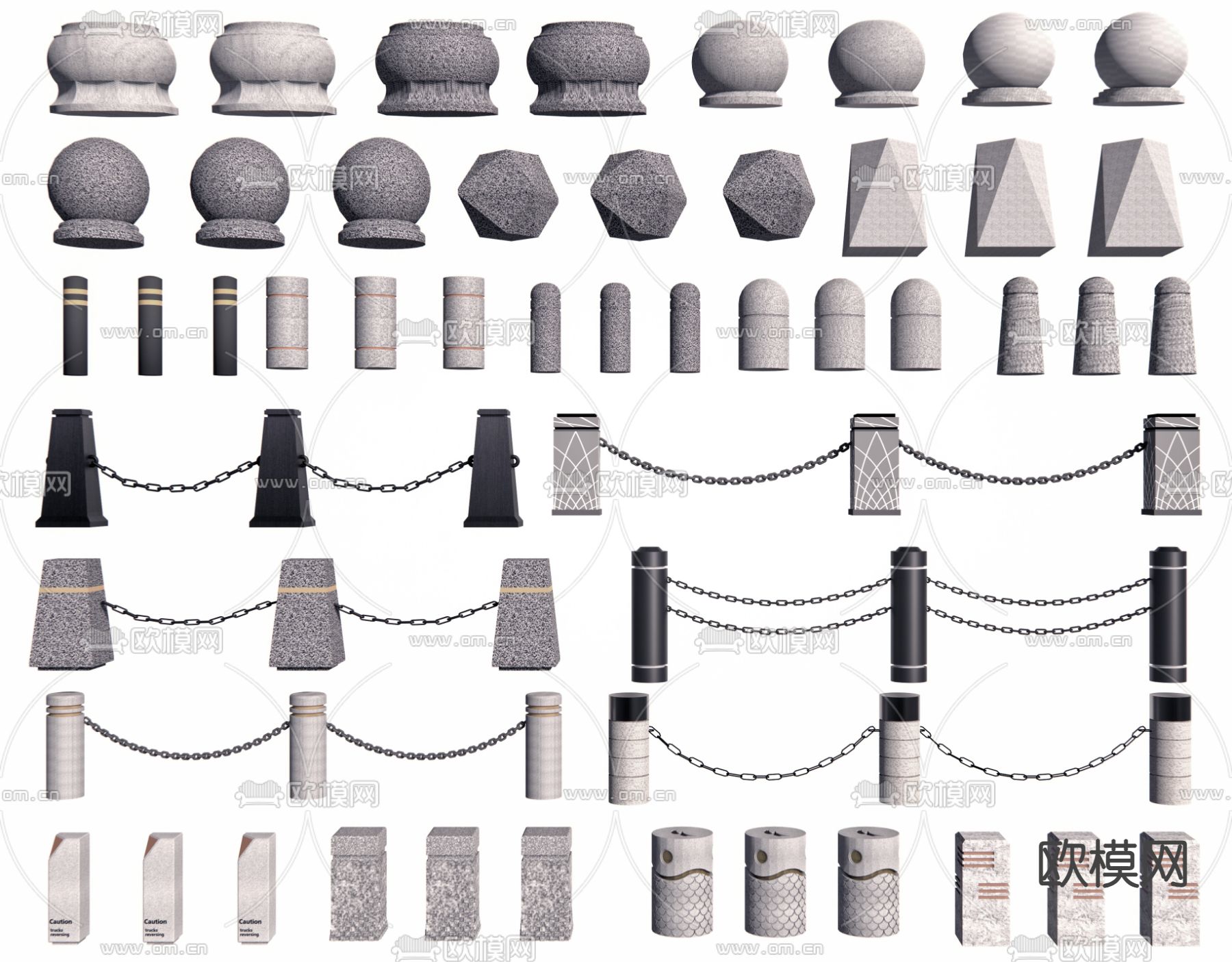 石墩子 路障石 挡车石 分隔石3d模型下载