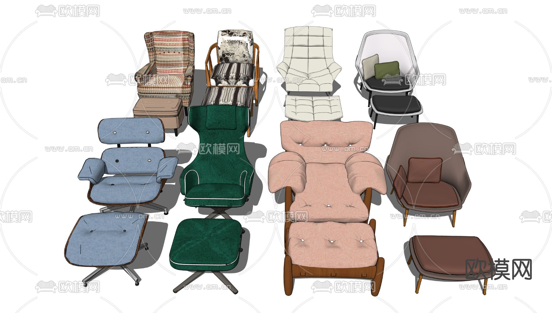 沙发躺椅 扶手椅su模型下载（渲染图1）